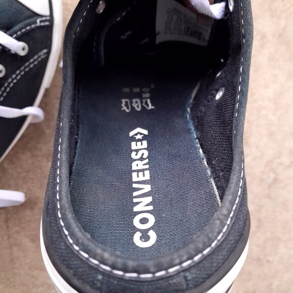 Converse All Star Black Low Top Lace Up Open Back Mules Canvas Women's 7.5 - Picture 4 of 8